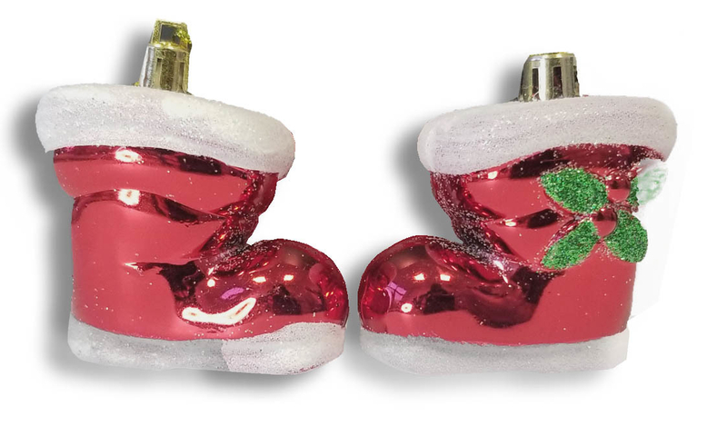 Vánoční dekorace - boty 5.5x5.5cm - 2ks (12sad/bal)(240sad/krt)