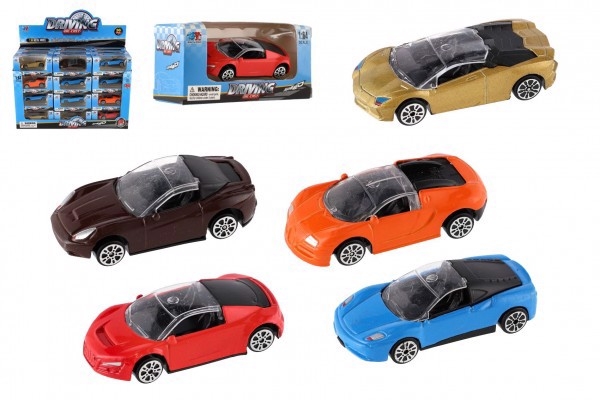 Auto mini sportovní kov/plast 7-8cm na volný chod mix druhů (36ks/bal, 288ks/krt)