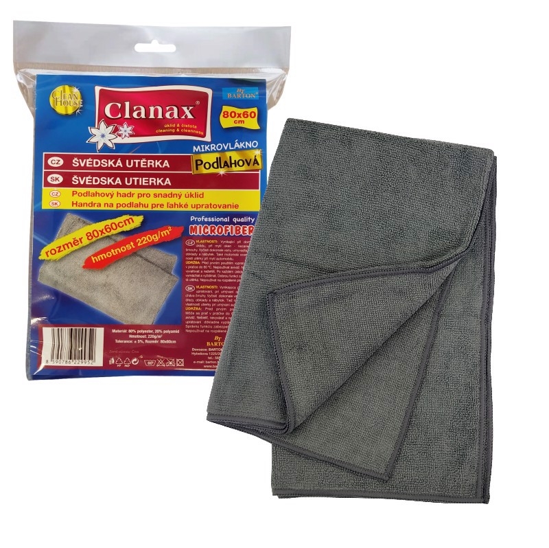 Clanax Švédská utěrka 80x60cm 220g - Šedá (20ks/bal, 100ks/krt)