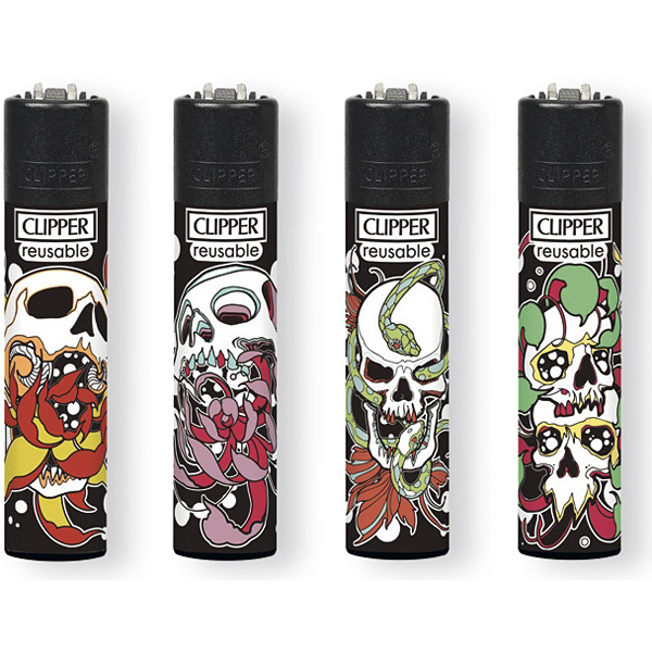 Zapalovač CLIPPER - Skulls N Flowers [24ks/bal]