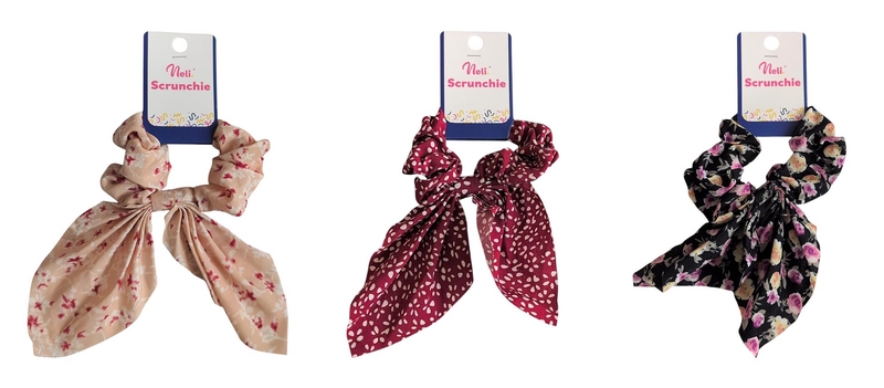 Saténová gumička do vlasů se stuhou Scrunchie (12ks/bal, 600/krt)