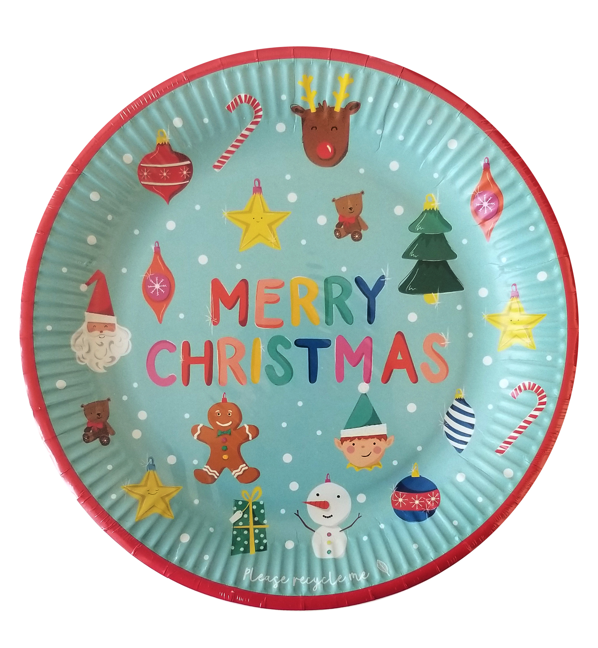 Vánoční papírový talíř kulatý Ø23cm 10ks Merry Christmas (12bal/krt)
