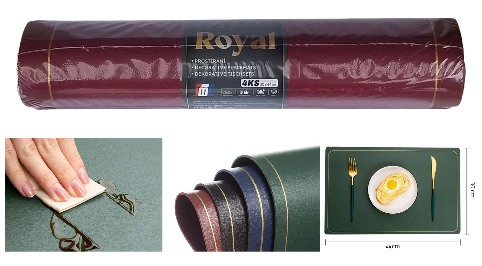 Prostírání imitace kůže - Royal ruby 4ks 30x44cm (48sada/krt)