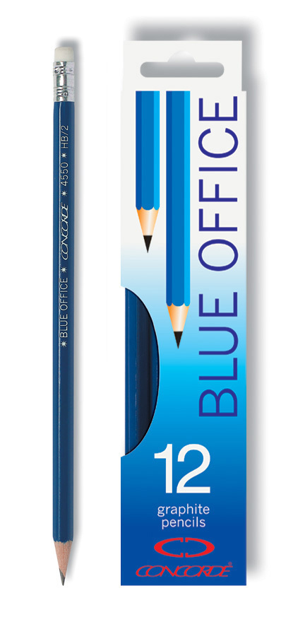 Grafitové tužky CONCORDE BlueOff.,pryž,č.2/HB,(12sad/bal)